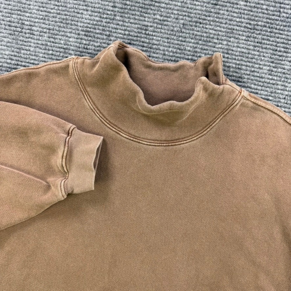 Joah Brown Mock Neck Sweatshirt Womens M/L Brown Mineral Wash Oversized Pullover